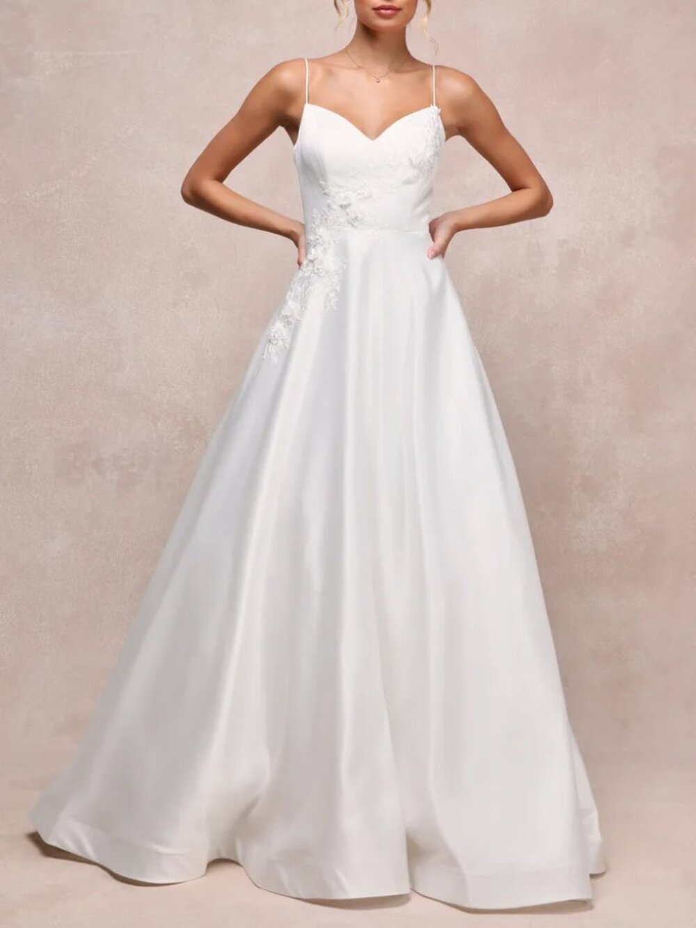 Lulus Flawless Radiance White Satin Floral Embroidered Maxi Dress Size 10